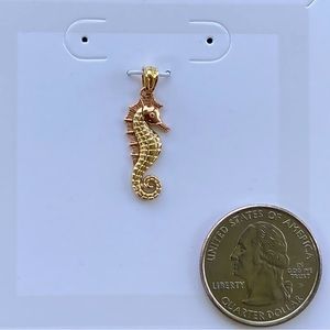 14K Two-toned Seahorse Necklace Charm